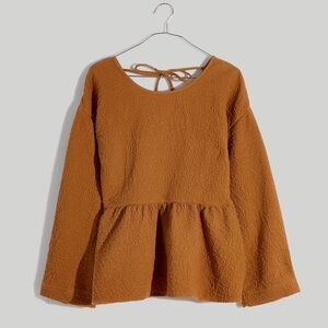 Madewell Textured Peplum Open-Back Top